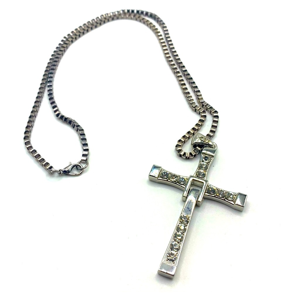 Stainless CZ Cross 23 inch Necklace Fast & Furious Vin Diesel